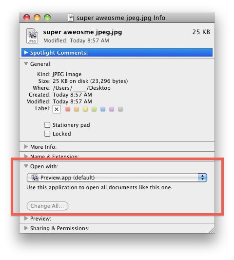 Change default applications in mac